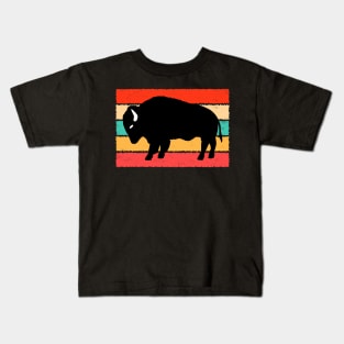 Vintage Wilderness Buffalo Silhouette Retro Inspired Design Kids T-Shirt